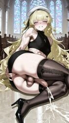 1femboy ahe_gao ai_generated ass balls black_pencil_skirt, blonde_hair breasts clenched_teeth cum foreskin futanari gloves hair_ornament hairy_armpits hairy_balls hat high_heels intersex large_penis long_hair medium muscular muscular_arms nipples_visible_through_clothing on_side pencil_skirt penis phoebe_(wuthering_waves) sleeveless_shirt testicles thighhighs thighs tight_skirt, uncircumcised uncircumcised_penis veiny_penis white_shirt wuthering_waves yuuki_snow