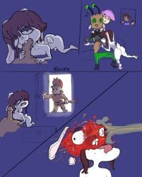 alexpir amity_blight bunny cuck elmer_fudd furry gay gore luz_noceda oc original_character rabbit shooting sucking sucking_penis trio