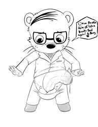 animal_crossing balls clothing erection eyewear glasses hyper hyper_penis lyle_(animal_crossing) male male_only mammal mustelid nintendo okineko penis solo uncut video_games weasel