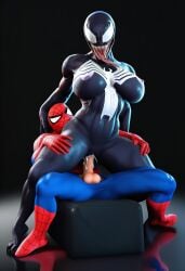 3d 3d_(artwork) ai ai_art ai_generated female male marvel marvel_comics novelai reverse_cowgirl_position sex she-venom spider-man spider-man_(series)