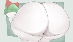 1girls 2025 anthro anthro_only ass ass_focus bubble_butt green_hair hair_over_eyes huge_ass hyper hyper_ass looking_back pokemon pokemon_(species) pokemon_rse psymen ralts solo thick_thighs white_skin wide_hips
