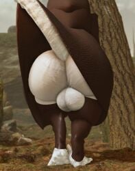2025 3d_(artwork) albino anthro anus ass balls big_balls big_butt claws clothed clothing deathclaw digital_media_(artwork) digitigrade exposed_butt fallout forest genitals goris_(fallout) hi_res horn huge_butt legwear male microsoft no_underwear oblivious plant puffy_anus raised_tail rear_view robe roblox rock scales scalie solo standing stockings tail tree white_body white_scales willie_piv