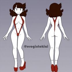 absurdres ai_generated big_breasts bubble_butt erogintokiai jaiden_animations jaiden_dittfach jaidenanimations pervert pervert_female platform_heels posing sling_bikini slingshot_swimsuit standing tagme thong white_socks whore_heels