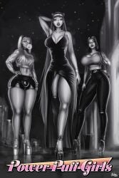 3futas aged_up albatross_(artist) big_lips bimbo bimbo_futa bimbo_lips bimbofication blossom_(powerpuff_girls) blowing_bubblegum bob_cut breasts bubble_gum bubbles_(powerpuff_girls) bulge buttercup_(powerpuff_girls) cleavage clothed dickgirl dress earrings flaccid futa_only futa_transformation futa_with_futa futanari high_heels high_waisted_thong highres hoop_earrings hoop_earrings_oversized hourglass_figure huge_cock intersex large_breasts large_penis monochrome penis penis_under_dress platform_heels powerpuff_girls purse shorts_bulge siblings sisters standing twintails voluptuous whale_tail