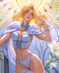 big_breasts blonde_hair cleavage emma_frost emma_frost_(marvel_rivals) fan_yang female female_only marvel marvel_rivals thick_thighs
