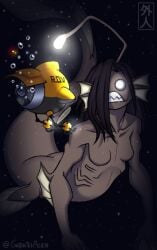 1girls creature creepy female gaijinth3alien mermaid mermay monster monster_girl nude original robot teeth underwater