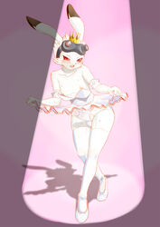 ac_japan anthro arigato_usagi clothed clothing cosplay crossdressing crown dancing erection eyewear girly goggles king_kazma lagomorph legwear male mammal nipples penis penis_under_tutu precum rabbit red_eyes shaolin_bones skimpy skirt skirt_lift solo spotlight stockings summer_wars sweat tears tutu underwear