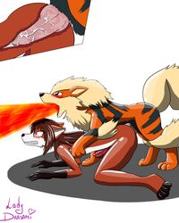 anal anthro arcanine canine cum cum_inside duo fire fox furry furry_only gay knot knotting lady_drasami male mammal nintendo pokemon pokemon_(species) scarlet_svobodova sex video_games