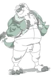 1boy anthro balls barazoku blush chesnaught fur male male_only muscles nintendo pokemon slit solo towels video_games z0mbieraptor