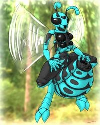 1girls abdomen antennae anthro anus arthropod breasts crossed_arms digitigrade female female_only flying insects mandible multi_arm multi_breast multi_limb outside pussy pussy_juice riocynn_ra'ak_(riocynn) solo solo_focus spread_pussy spreading wasp wide_hips wings zevex