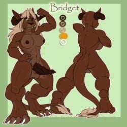 1futa balls barbs behemoth breasts bridget_steelclaw claws final_fantasy flexing fur futa_only futanari horn intersex knot looking_at_viewer model_sheet muscles muscular_futanari nipples penis potionmastercernun simple_background solo tail_tuft tuft video_games