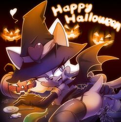 2014 anthro anus bat breasts candy consensual_tentacles elbow_gloves english_text female gloves halloween hat heart holidays legwear lollipop looking_back lying mammal nancher nipples on_front open_mouth penetration pumpkin pussy pussy_juice rouge_the_bat sega sonic_(series) sonic_the_hedgehog_(series) tentacle tentacle_sex text tongue tongue_out vaginal_penetration wings witch_hat