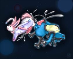 cum cum_in_ass cum_inside cumshot duo eeveelution furry furry_only gay lucario male male_only nintendo orgasm penis pokemon pokemon_(species) sex soubiglowheart sylveon video_games