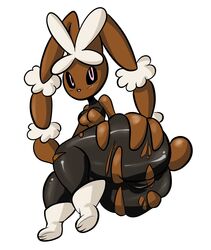 anaugi anthro ass big_butt black_sclera blush breasts female lagomorph looking_at_viewer lopunny mammal mega_evolution mega_lopunny nintendo pink_eyes pokemon pokemon_(species) pussy rabbit solo video_games