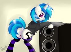 2014 anus ass bass blue_hair clothed clothing cutie_mark equine female feral friendship_is_magic fur hair horn legwear looking_at_viewer mammal mane my_little_pony purple_eyes pussy smile socks solo somethingoranges stockings thigh_highs unicorn vinyl_scratch_(mlp) white_fur