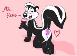 1boy anal anal_sex anthro balls buttplug cobalthusky heart looney_tunes male male_only mammal penetration pepe_le_pew sex_toy skunk smooth_fur solo warner_brothers