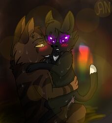 black_fur blush brown_fur cum duo feline feral feral_on_feral fur furry furry_only gay male mammal open_mouth penetration penis purple_eyes ravenpaw_(warriors) sex smile thunderclan tigerstar_(warriors) warriors_(cats) yellow_eyes