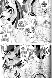 1boy 1girls ahe_gao anus ass breasts censored comic cum cutie_mark english_text equine female feral friendship_is_magic fucked_silly greyscale hair heart heart-shaped_pupils horn horse human human_on_feral interspecies male male_human/female_feral male_on_feral mammal monochrome my_little_pony nipples ortensia penis pony pussy spread_legs spreading straight symbol-shaped_pupils text tongue tongue_out translated twilight_sparkle_(mlp) zoophilia