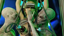 alien alien_abduction bondage breast_milking breasts electrodes electrostimulation female fingers_in_mouth machine male milking_machine mind_control pleasure_face ralic_turman small_breasts visor