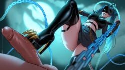 2d 2d_animation animated animation avn barghest_(roll_to_seduce) beavertyan black_boots blue_hair boot_fetish bootjob boots dominant dominant_female domination female female_focus femdom footjob high_heel_boots high_heels horny horny_female leather light-skinned_female light_skin male mask masked masked_female naughty naughty_face naughty_smile original original_art original_artwork original_character original_characters penis roll_to_seduce skirt smirk smirking source_request stepped_on stepping_on_genitals stepping_on_penis thick thick_hips thick_legs thick_thighs thigh_boots topwear twintails video_game video_game_character video_games visual_novel vn