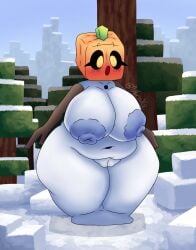 1boy1girl 1girl1boy big_breasts blush breasts comic comic_page cute digital_drawing_(artwork) digital_media_(artwork) female minecraft page_2 snow_golem steve_(minecraft) vhrox2