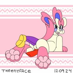 anal animal_genitalia animal_penis animated animated_background ass balls big_butt blinking bow_(feature) butters_(theenyface) canine_genitalia canine_penis eeveelution feet foot_focus furry furry_male furry_only generation_6_pokemon genitals looking_back loop male male_only male_penetrated nintendo pawpads penis pokemon pokemon_(species) sylveon tail tail_motion tailwag theenyface