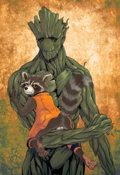 2boys 961 alien anthro ass balls duo flora_fauna gay groot guardians_of_the_galaxy kreuz961 looking_at_viewer male male_only mammal marvel plant raccoon raised_tail rocket_raccoon sitting size_difference tree yaoi