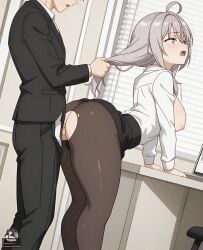 ai ai_generated alisa_mikhailovna_kujou animated arched_back bouncing_ass hair_grab huge_ass office_lady office_sex pantyhose pantyhose_rip sex_from_behind standing_doggy_style standing_sex tokidoki_bosotto_russian_de_dereru_tonari_no_alya-san yorane_ai