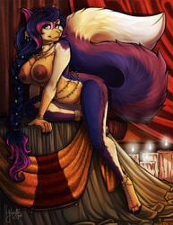 anthro big_breasts breasts female fluffy_tail kaylii looking_at_viewer mammal nipples rodent solo squirrel toe_ring