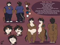 anthro anthro_only black_hair blue_eyes chipmunk clothed clothing flaccid hair male male_only mammal model_sheet nude overweight penis rodent solo timothy_james_trent