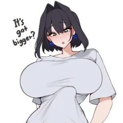 big_breasts big_cock big_dick big_penis black_hair blue_earring blue_earrings boner boner_under_clothes earring earrings erection erection_under_clothing futanari hololive hololive_english large_breasts ouro_kronii suprised suprised_expression suprised_look unbeller virtual_youtuber