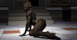 1boy 3d anthro anubian_jackal anubis ass balls canine deity egyptian fur furry jackal looking_at_viewer male male_only mammal muscles nude solo wooky yellow_eyes