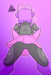 1girls annoyed antennae back_view bottom_view female_focus female_only mariah_arts no_panties no_shirt robot robot_girl sam_(mariah_arts) tv tv_head yellolight