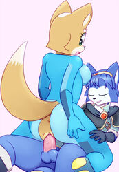 anthro anus breasts canine duo female fox fox_mccloud fur krystal male mammal negativefox nintendo one_eye_closed penetration penis pussy rule_63 star_fox straight vaginal_penetration video_games zero_suit