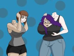 2girls ashlindhe_(franktonius) detachable_head detached_head dullahan headless headlessshepard holding_head