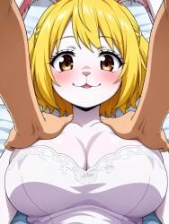 1boy1girl ai_generated animated big_breasts blonde_hair carrot_(one_piece) faceless_male female furry_female looking_at_viewer male on_back on_bed one_piece steamy_breath tagme video white_body