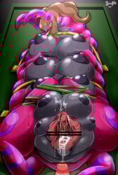 1boy 1girls after_sex blush bound breasts brown_hair censored chubby clitoris creampie cum cum_in_pussy cum_inside cum_on_body duo female gaping gaping_pussy hair hilda_(pokemon) human interspecies looking_at_viewer male male_human/female_feral male_human/female_pokemon mammal multi_breast nintendo penis pokemon pokephilia pussy scolipede size_difference solo_focus straight sweat transformation urethra video_games wet_pussy ymbk