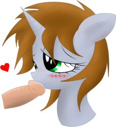 2012 alpha_channel blush brown_hair disembodied_head disembodied_penis duo equine fallout_equestria fan_character fellatio female feral fur green_eyes grey_fur hair heart horn human human_on_feral interspecies jetwave littlepip male mammal my_little_pony oral penis plain_background sex solo_focus straight sucking transparent_background unicorn zoophilia