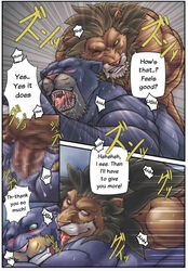 anal bomb_(artist) comic duo english_text feline furry furry_only gay japanese_text leopard licking lion male mammal open_mouth panther saliva sex teeth text tongue tongue_out