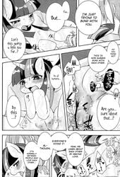 ahe_gao breasts censored comic cutie_mark duo english_text equine female feral fingering friendship_is_magic greyscale hair horn horse human human_on_feral interspecies male mammal monochrome my_little_pony nipples ortensia pony pussy pussy_juice solo_focus straight text translated twilight_sparkle_(mlp) zoophilia