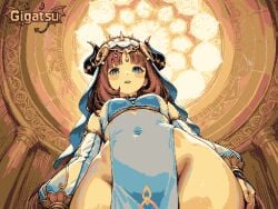 ai_assisted ai_generated animated animation from_below genshin_impact gigatsu limited_palette looking_down nilou_(genshin_impact) pixel_animation pixel_art seductive sexy twitching