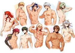 anaxa_(honkai:_star_rail) argenti_(honkai:_star_rail) big_stomach black_hair blonde_hair blue_hair dan_heng different_poses different_size gallagher_(honkai:_star_rail) gepard_(honkai:_star_rail) green_hair honkai:_star_rail luka_(honkai:_star_rail) mydei_(honkai:_star_rail) ngreentail no_visible_genitalia phainon_(honkai:_star_rail) realistic_anatomy realistic_proportions red_hair sampo_(honkai_star_rail) small_waist sunday_(honkai:_star_rail) varantart white_hair