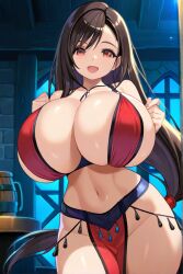 ai_generated brown_hair dancing female final_fantasy final_fantasy_vii huge_breasts long_hair tifa_lockhart