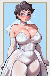 ai_generated black_hair blush bubble_butt diantha_(pokemon) looking_at_viewer pokemon pov self_insert self_upload wedding_dress wedding_ring