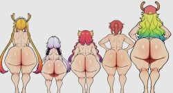 ai_generated ass_bigger_than_head ass_chart big_ass big_breasts curvy_female dragon_maid hnakano88929 ilulu_(dragon_maid) kanna_kamui kobayashi kobayashi-san_chi_no_maidragon lucoa_(maidragon) naked_female quetzalcoatl_(dragon_maid) sexy_body sexy_pose smaller_female take_your_pick thick_ass thick_hips thick_legs thick_thighs tohru_(dragon_maid)