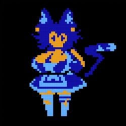aaanarkia absolute_territory animated bells big_breasts blue_eyes blue_hair bouncing_breasts breasts brick_(aaanarkia) cat_ears cat_girl cat_humanoid cat_tail catgirl cleavage dress earrings huge_breasts hyper_breasts limited_palette maid maid_apron maid_outfit maid_uniform massive_breasts nintendo_entertainment_system retro_artstyle shorter_than_10_seconds shorter_than_30_seconds so_retro socks thighhighs thighs