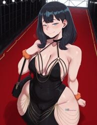 1girls ai_generated angel_yukkis ass big_ass big_breasts big_tits breasts curvy curvy_female curvy_figure dress fat_ass night nipples oppai pussy pussy_juice revealing_dress room sexy_female sexy_pose ssss.gridman sweat takarada_rikka tits voluptuous_female wet wet_pussy
