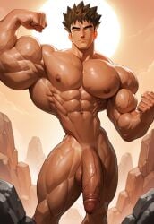 abs ai_generated armpits arms_up ass bara bara_tits biceps big_muscles big_penis big_testicles bodybuilder brock_(pokemon) bubble_butt chest cock deltoids dick flaccid flaccid_penis flexing kneeling kodoromo large_penis male male_focus male_only muscles muscular muscular_arms muscular_legs muscular_male muscular_thighs navel nipples nude nude_male on_knees outdoors outside pectorals penis perfect_body pokemon pose posing presenting presenting_penis showing_off solo solo_focus solo_male tan_body testicles triceps