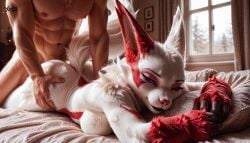 ai_generated animated anthro bed bedroom female from_behind from_behind_position looking_at_viewer looking_pleasured pillow pokemon pokemon_(species) prone_bone prone_bone_position prone_bone_sex prone_position pronebone sex tagme video zangoose