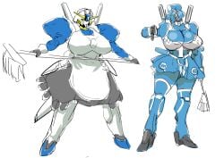 gundam large_breasts living_machine mecha mecha_focus mecha_girl mobile_suit msa-0011_[ext]_ex-s_gundam orx-013_gundam_mk-v robot robot_girl superdive43 tagme